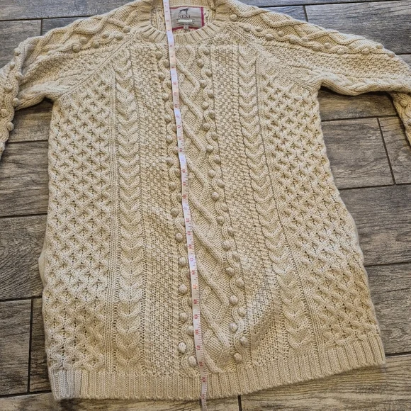 NEXT Cream Wool Blend Cable Knit Bobble Sweater Tunic Dress Large Cottagecore - Picture 5 of 9